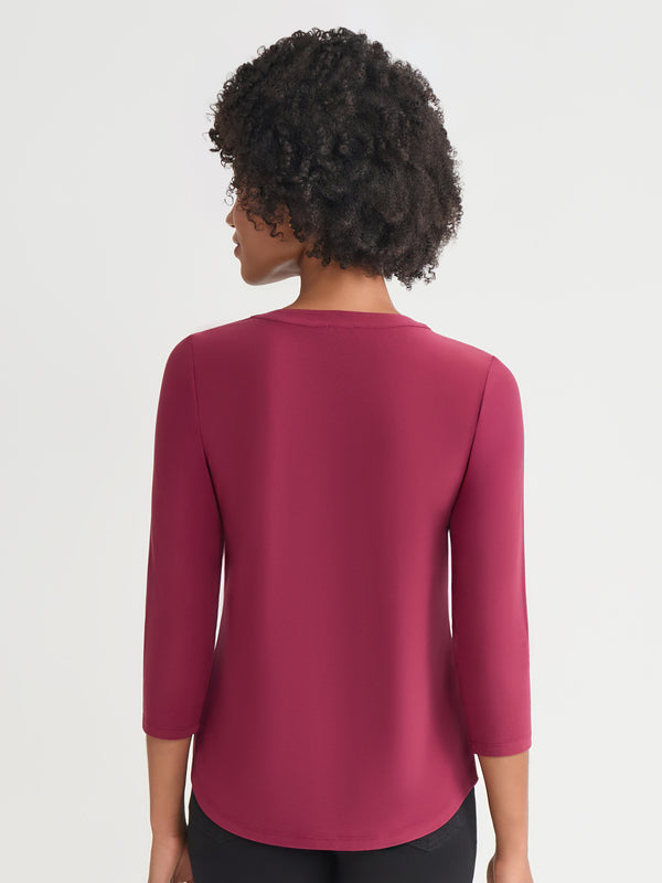 Jones New York Petite Quarter Sleeve Top Solid Everyday Knit