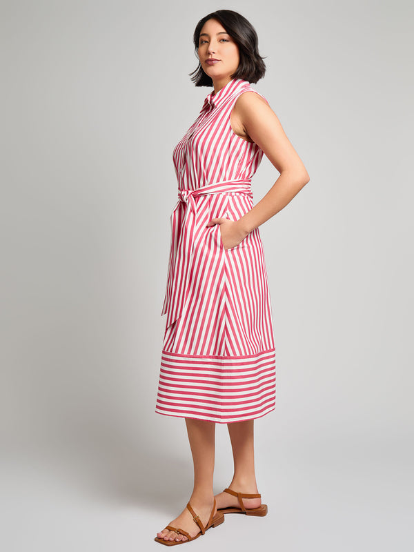 Jones New York Petite Shannon Sleeveless Midi Shirt Dress Stretch Cotton Blend