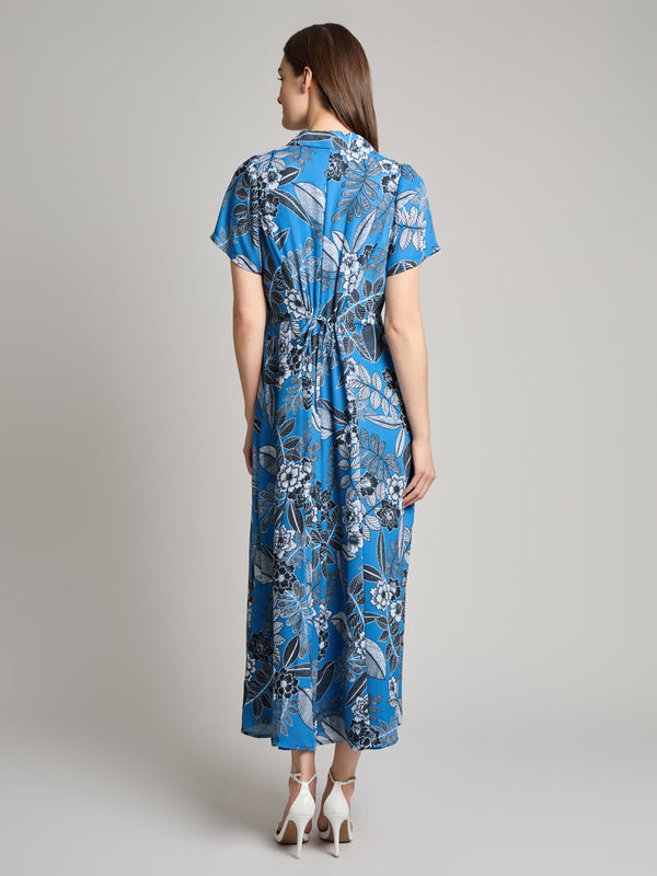 Jones New York Petite Short Sleeve Button-Front Maxi Dress