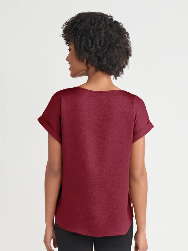 Jones New York Petite Side Button Blouse Jasper Crepe