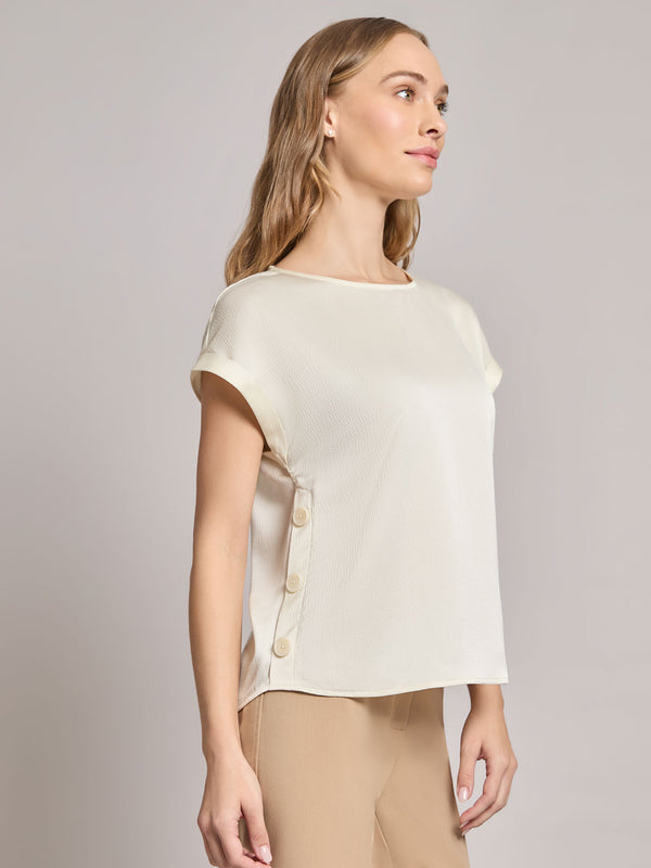 Jones New York Plus Button Detail Blouse Hammered Satin