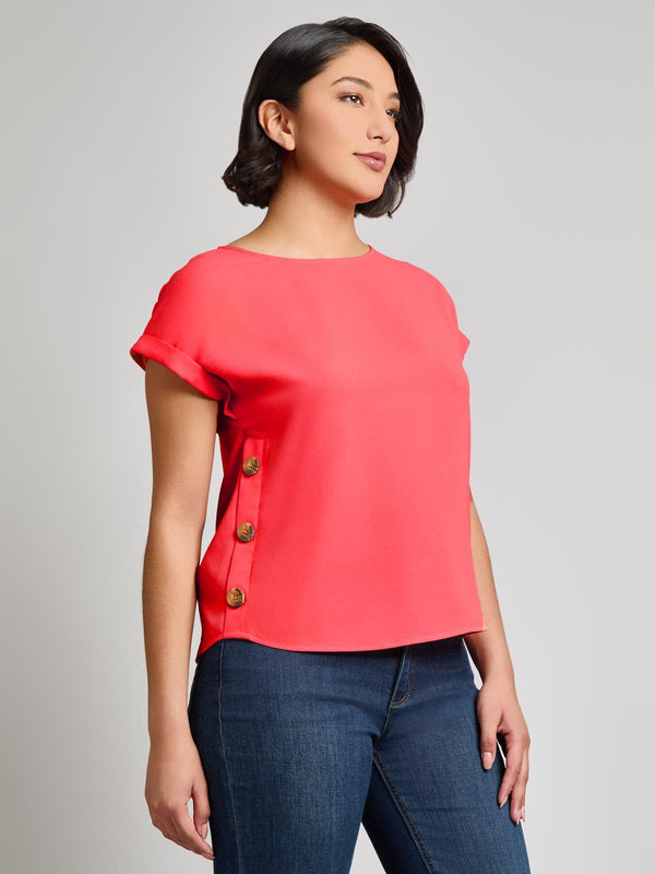 Jones New York Plus Button Detail Blouse Jasper Crepe