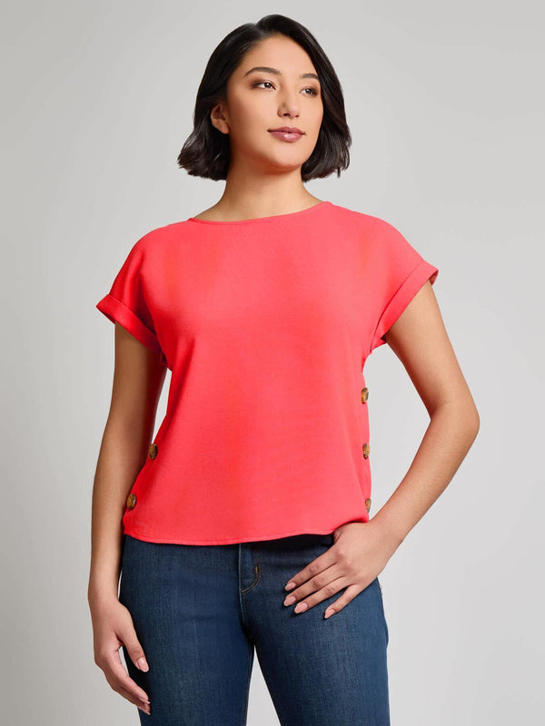 jones new york Plus Button Detail Blouse Jasper Crepe