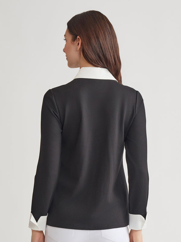 Jones New York Plus Collared Shirt V-Neck Two-Fer Top