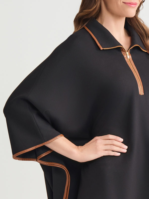 Jones New York Plus Contrast Trim Poncho Serenity Knit