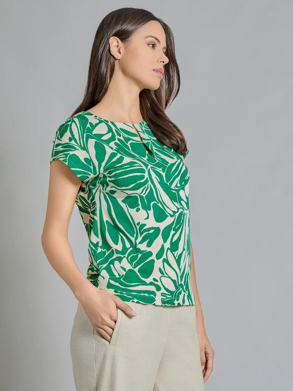 Jones New York Plus Drop Shoulder Keyhole Neckline Top