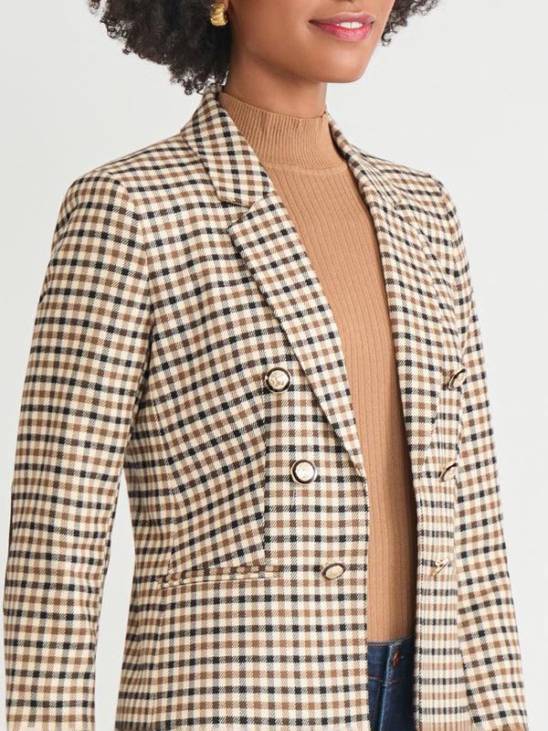 Jones New York Plus Faux Double Breasted Elbow Patch Blazer