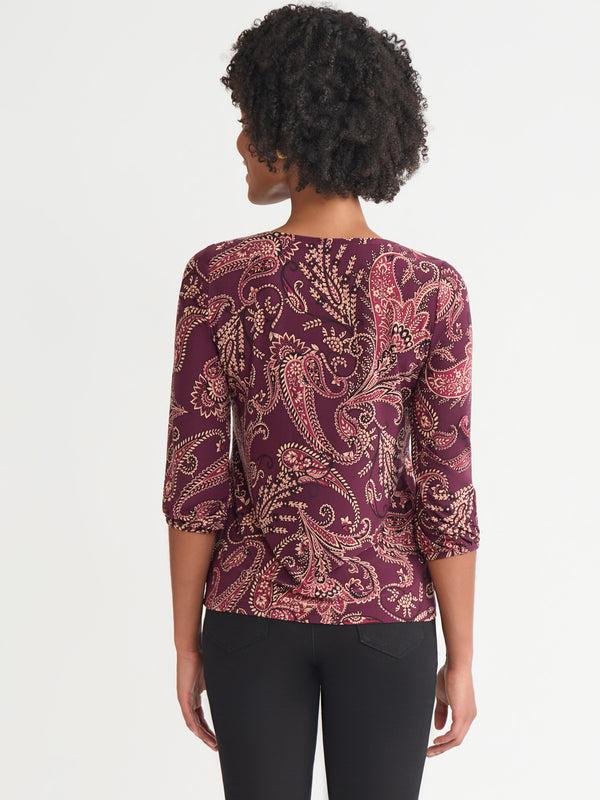 Jones New York Plus Printed Moss Crepe Puff Sleeve Top