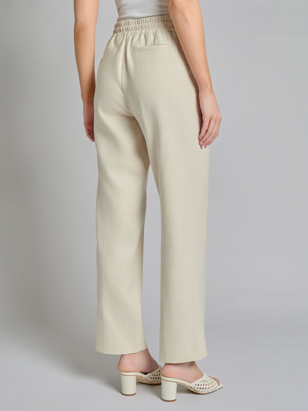 Jones New York Plus Pull-On Drawstring Trouser Solid Linen Viscose