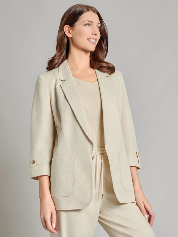 Jones New York Plus Pull-On Drawstring Trouser Solid Linen Viscose