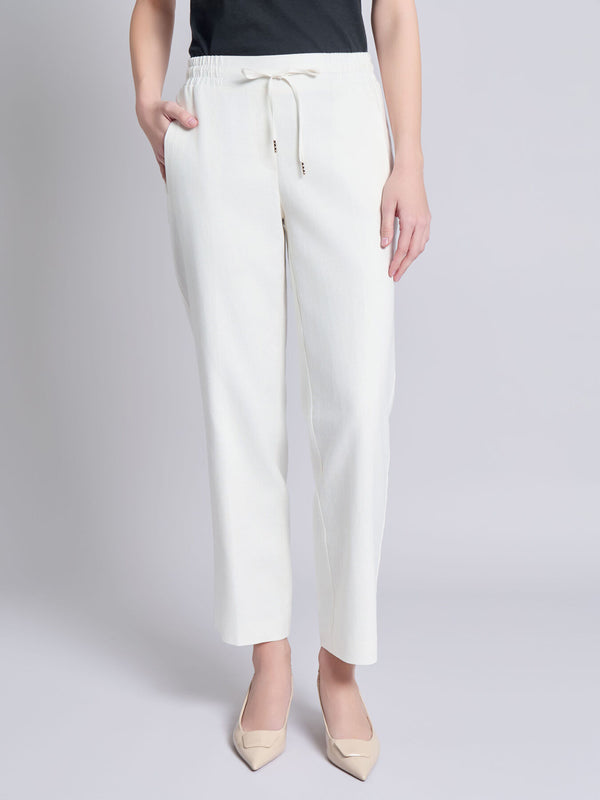 jones new york Plus Pull-On Drawstring Trouser Solid Linen Viscose