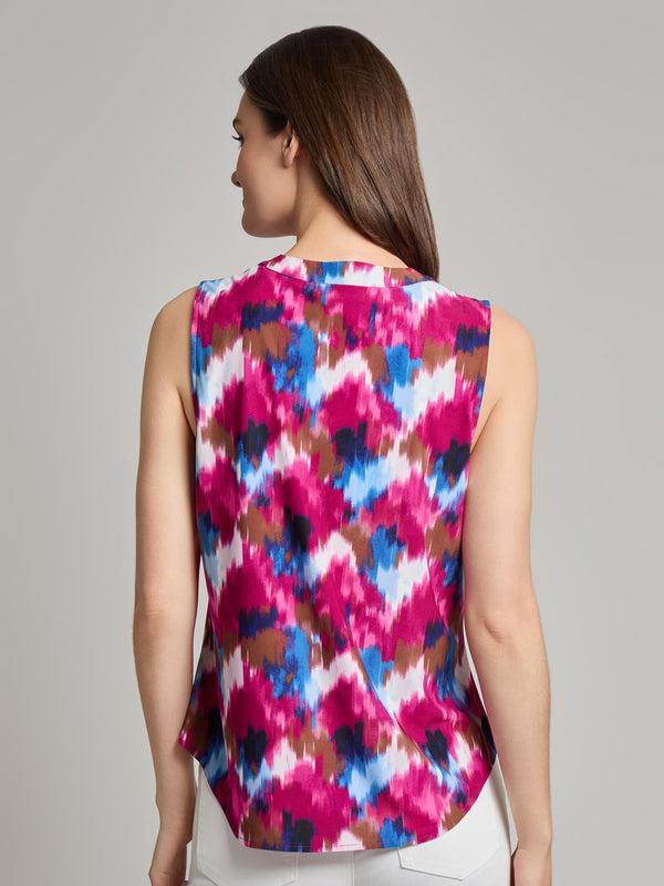 Jones New York Plus Sleeveless V-Neck Pleat Front Blouse