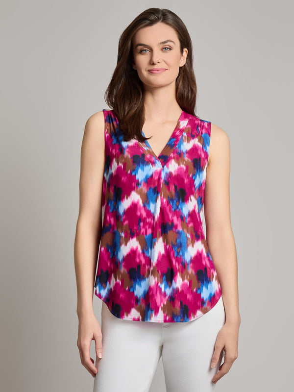 jones new york Plus Sleeveless V-Neck Pleat Front Blouse