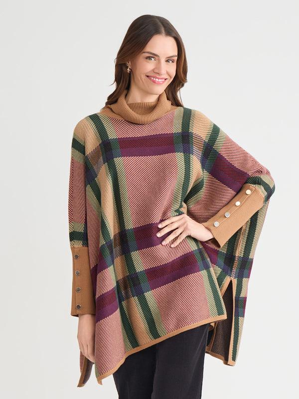 Jones New York Plus Turtleneck Long Sleeve Poncho Sweater