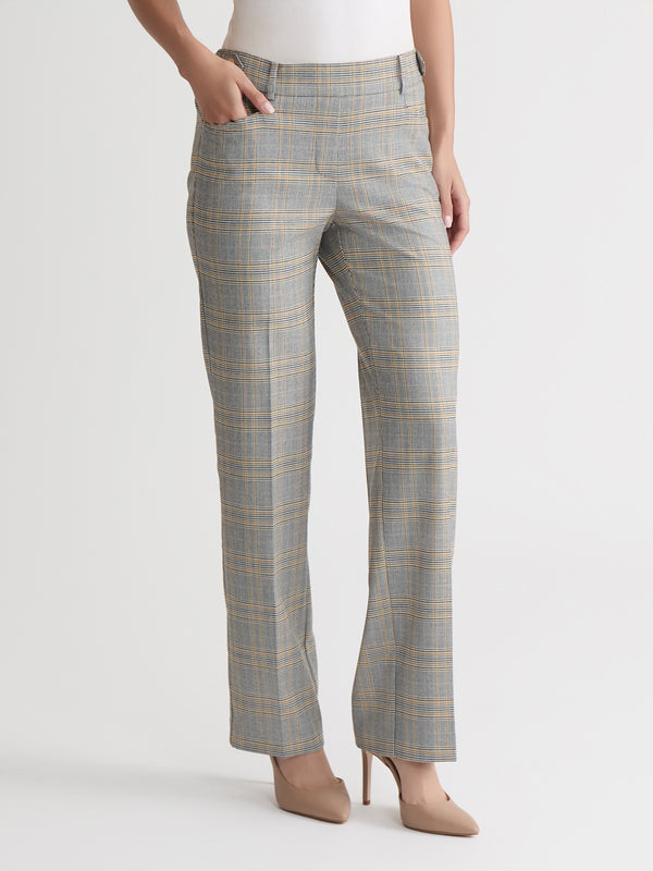 Jones New York Pull On Button Tab Trouser Glen Plaid