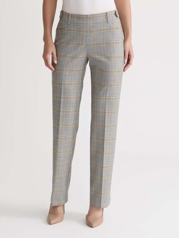 jones new york Pull On Button Tab Trouser Glen Plaid