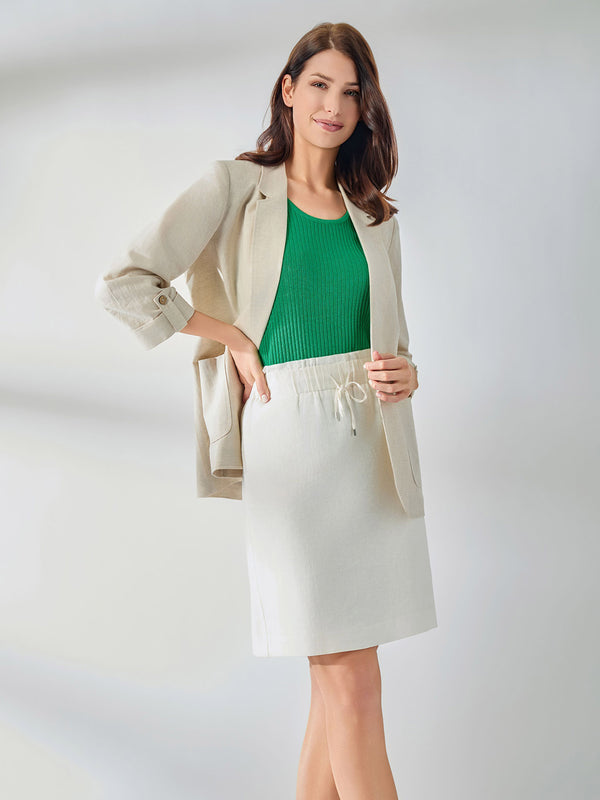 Jones New York Pull-On Drawstring Skirt Linen Blend