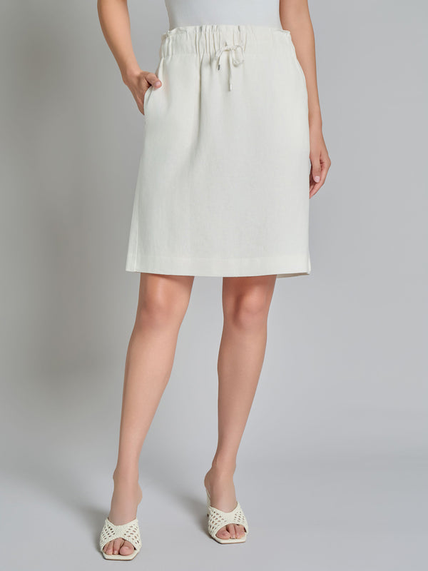 jones new york Pull-On Drawstring Skirt Linen Blend