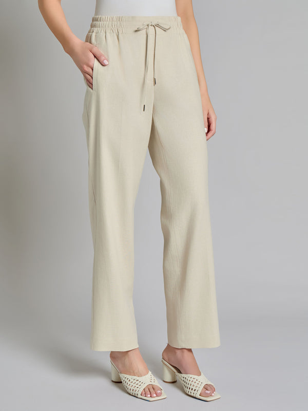 Jones New York Pull-On Drawstring Trouser Solid Linen Viscose