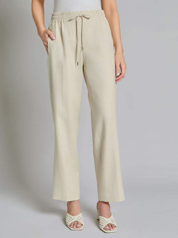 jones new york Pull-On Drawstring Trouser Solid Linen Viscose
