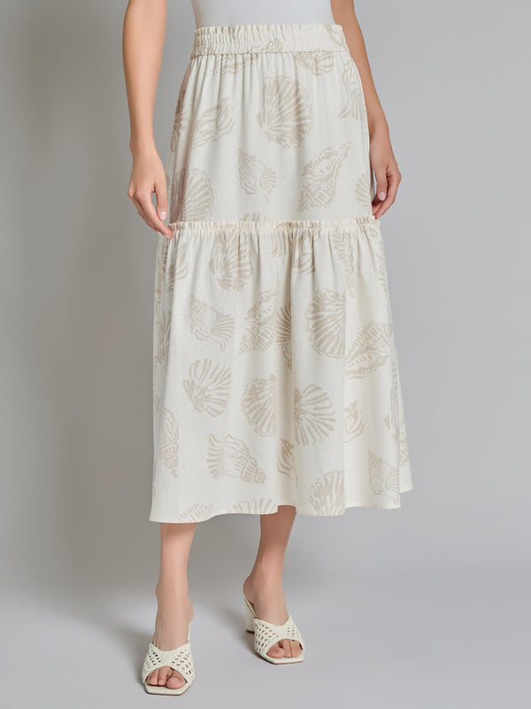 jones new york Pull-On Tiered Maxi Skirt Linen Blend