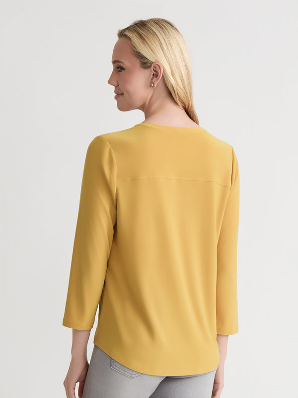 Jones New York Quarter Sleeve Top Solid Everyday Knit