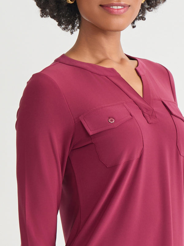 Jones New York Quarter Sleeve Top Solid Everyday Knit