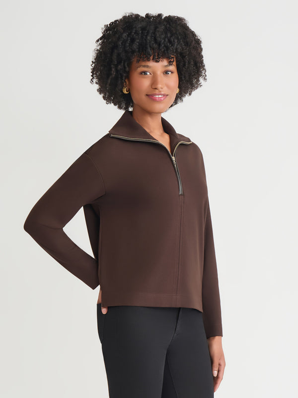Jones New York Quarter Zip Pull-Over Top Serenity Knit