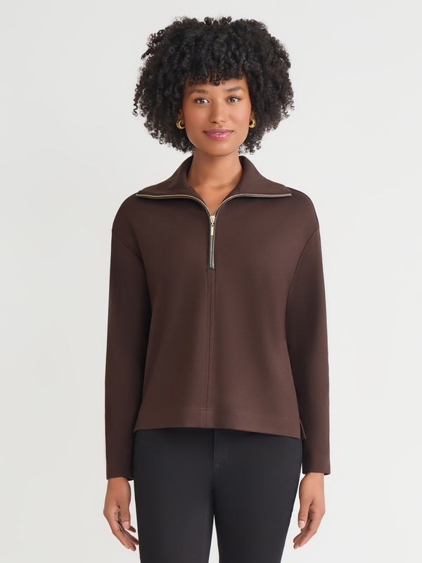 jones new york Quarter Zip Pull-Over Top Serenity Knit