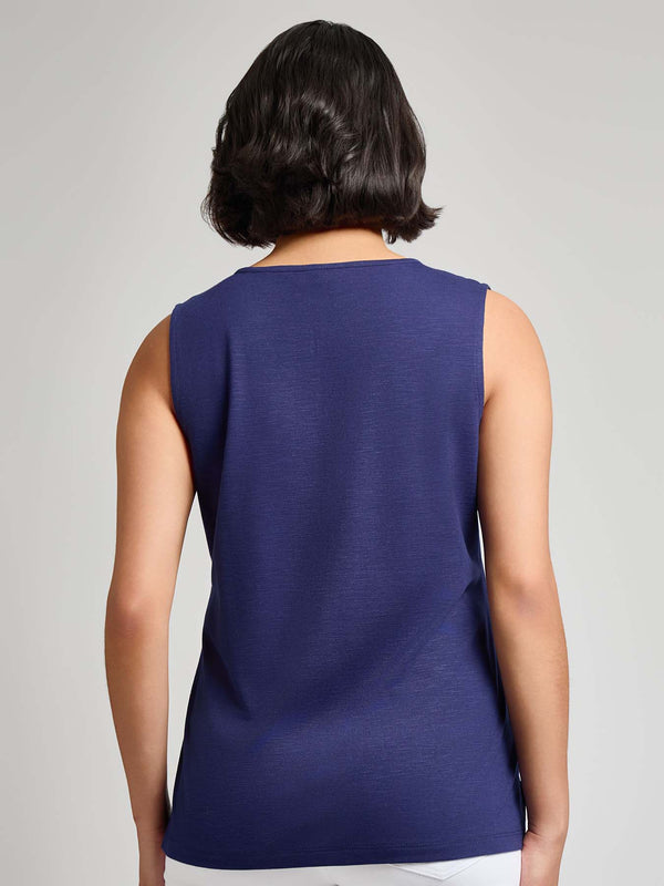 Jones New York Sleeveless Split Neck Embroidered Tank