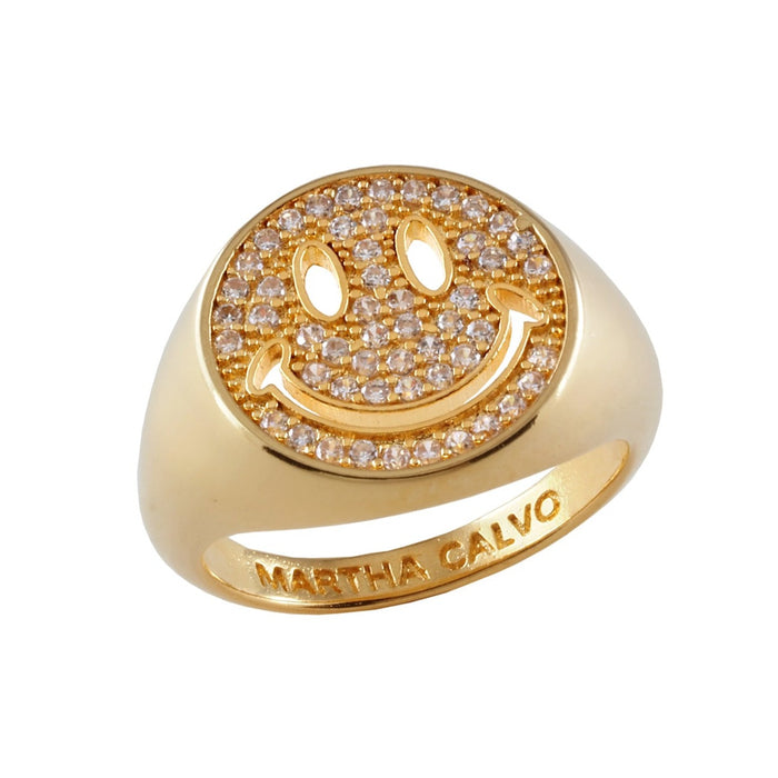 joolz by martha calvo All Smiles Pave Signet Ring