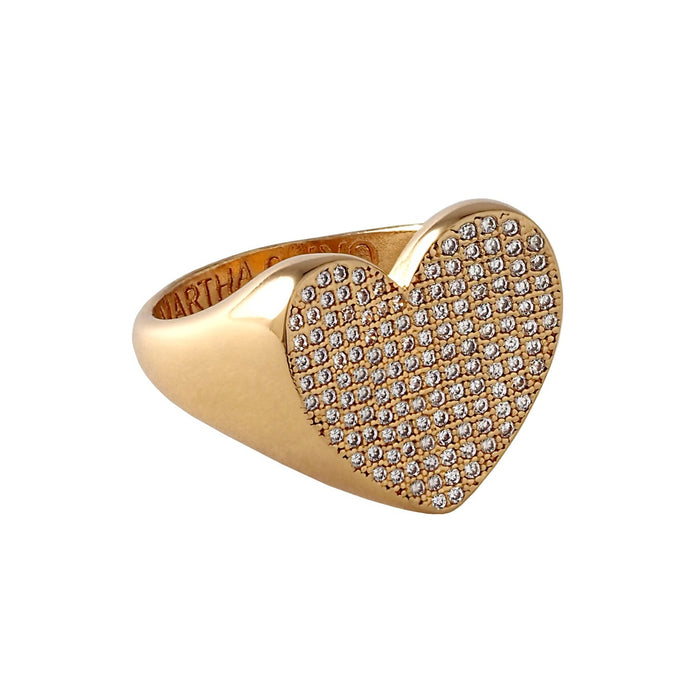 joolz by martha calvo Pave Heart Signet Ring