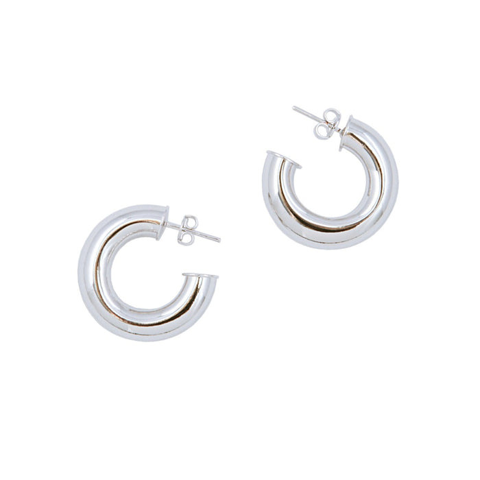 joolz by martha calvo Rhodium Donut Pierced Hoops