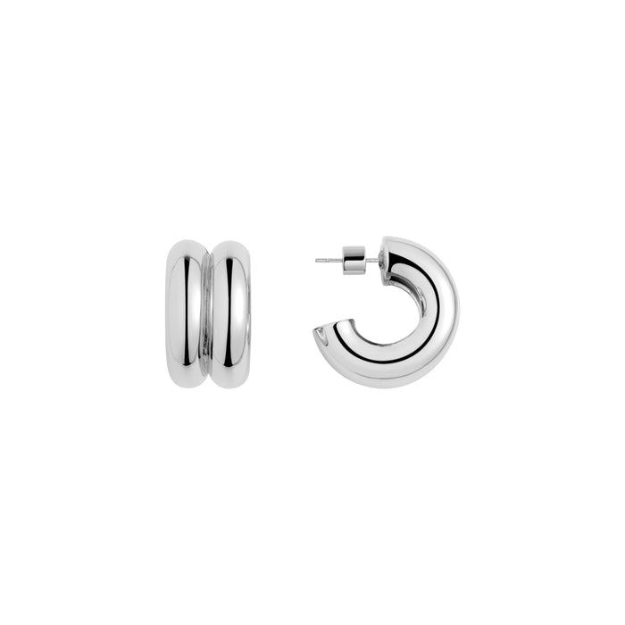 joolz by martha calvo Rhodium Double Hoop Earrings