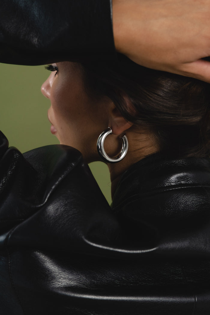 Joolz By Martha Calvo Rhodium Tubular Hoops 1.25"