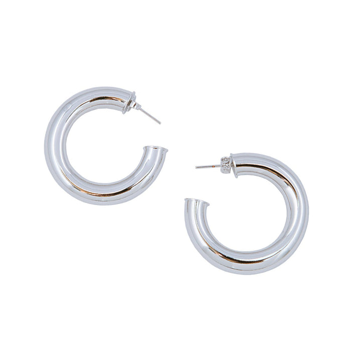 Joolz By Martha Calvo Rhodium Tubular Hoops 1.25"