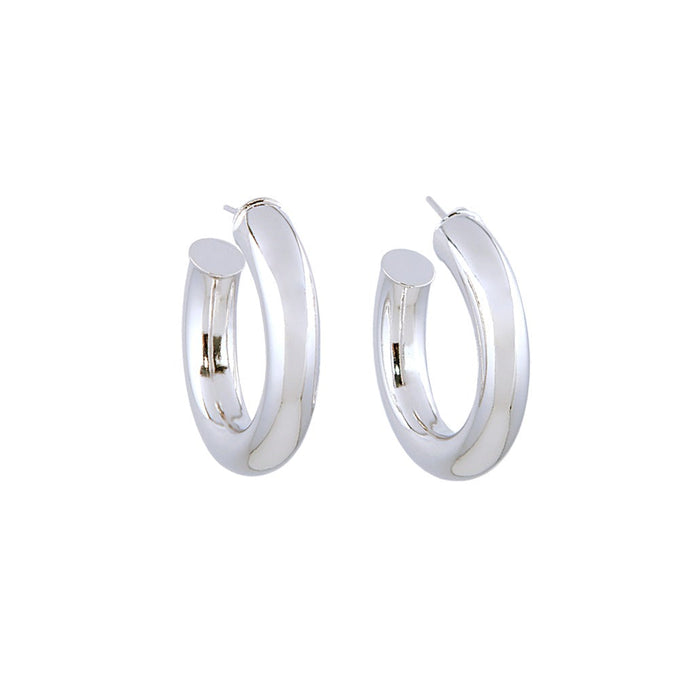 joolz by martha calvo Rhodium Tubular Hoops 1.25"
