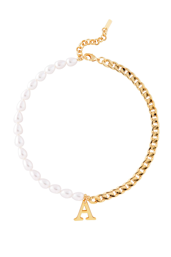 Joolz By Martha Calvo Pearl And Chain Initial Necklace