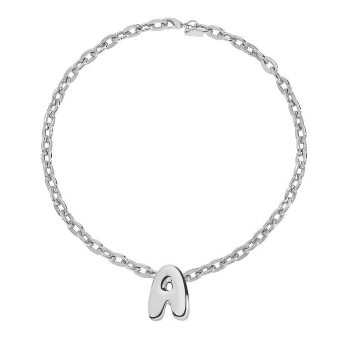 joolz by martha calvo Rhodium Bubble Letter Necklace