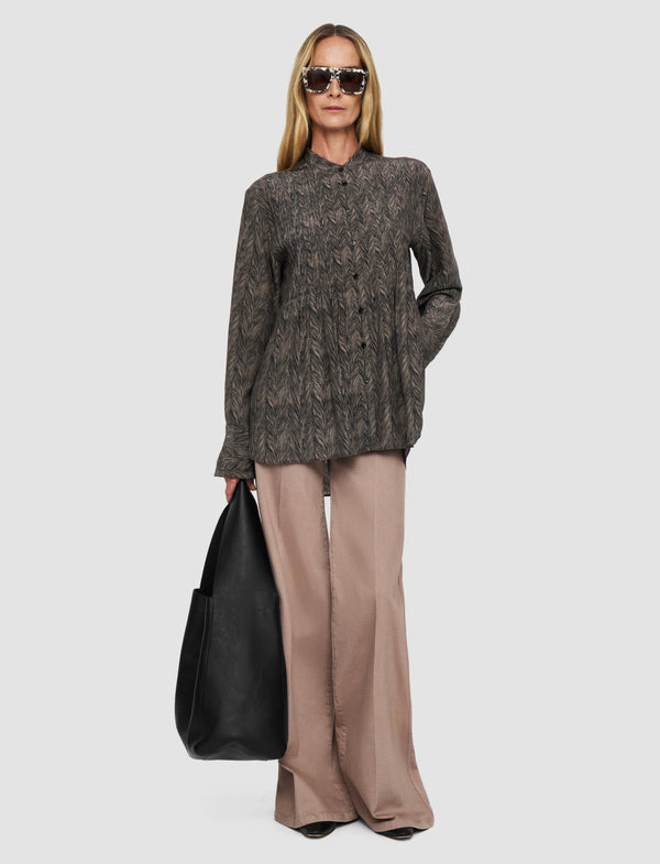 Joseph Albin Crepe De Chine Print Silk Blouse Black/Escargot