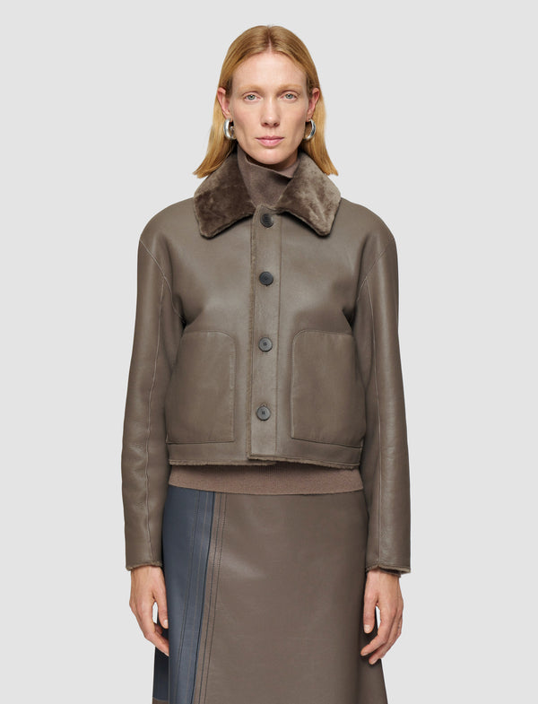 Joseph Alloway Reversible Soft Shearling Jacket Mushroom