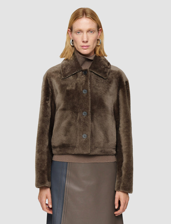 Joseph Alloway Reversible Soft Shearling Jacket Mushroom