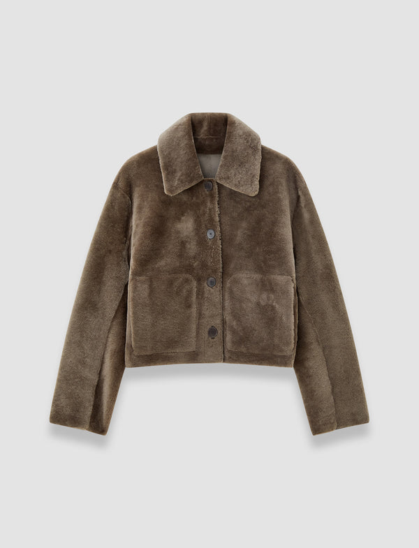 joseph Alloway Reversible Soft Shearling Jacket Mushroom