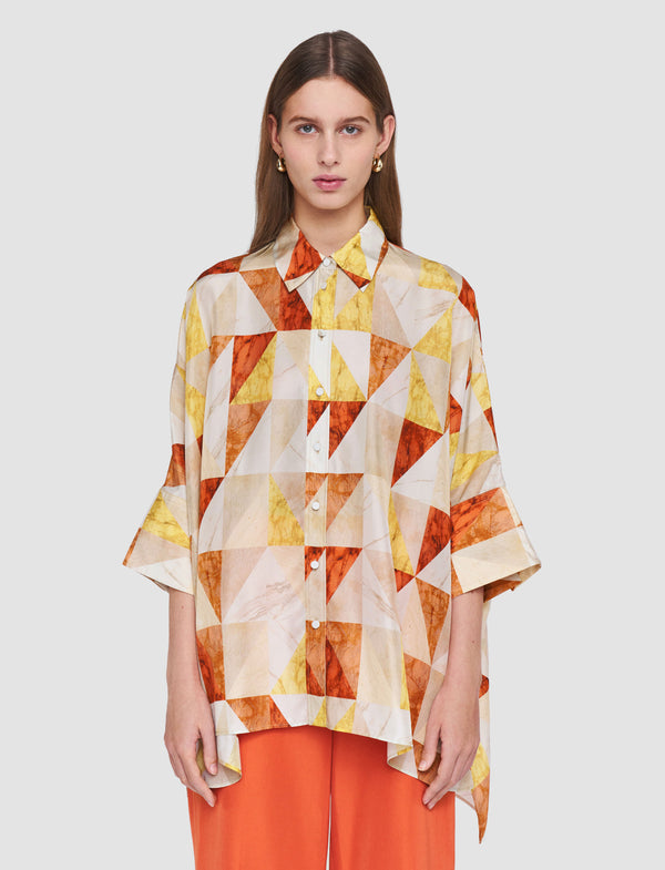 Joseph Arcole Marble Print Silk Shirt Sundown Combo
