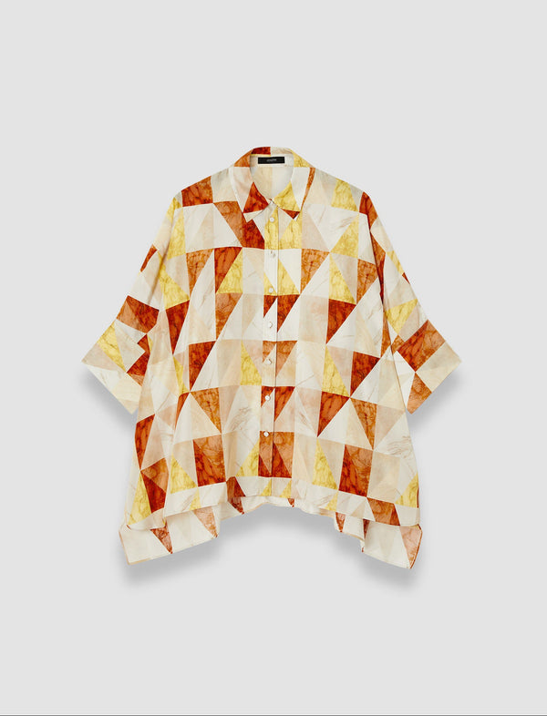 joseph Arcole Marble Print Silk Shirt Sundown Combo