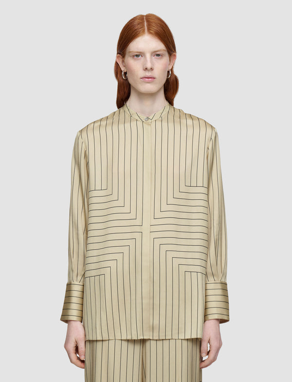 Joseph Athena Geometric Print Silk Blouse Affogato/Black