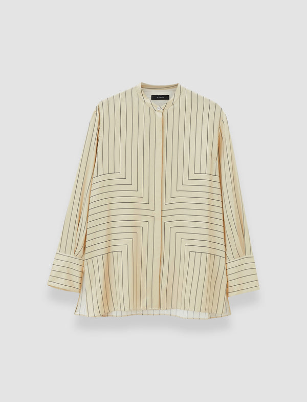 joseph Athena Geometric Print Silk Blouse Affogato/Black