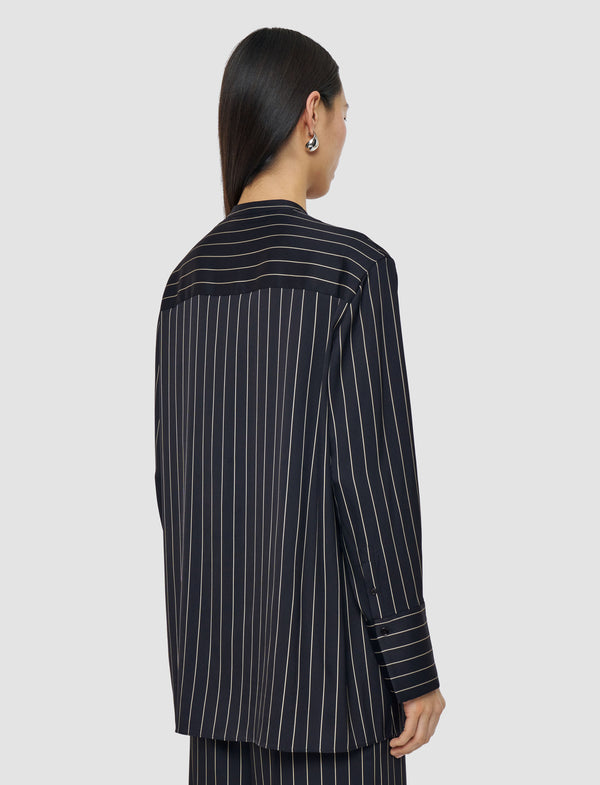 Joseph Athena Geometric Print Silk Blouse Black/Affogato