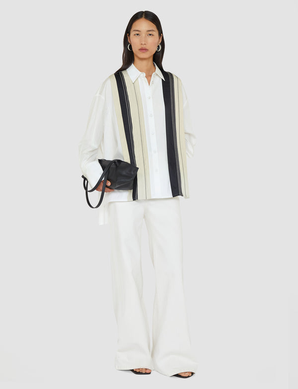 Joseph Bacar Poplin Colour Block Shirt Black/White/Quail