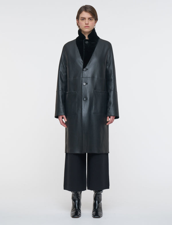 Joseph Britanny Reversible Soft Shearling Coat Black